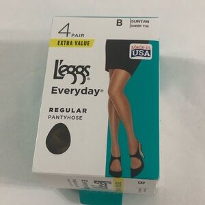 leggs everyday pantyhose 4 pairs extra value sheer toe suntan.size B(M)